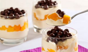 Escondidinho de Pêssego e Chocolate